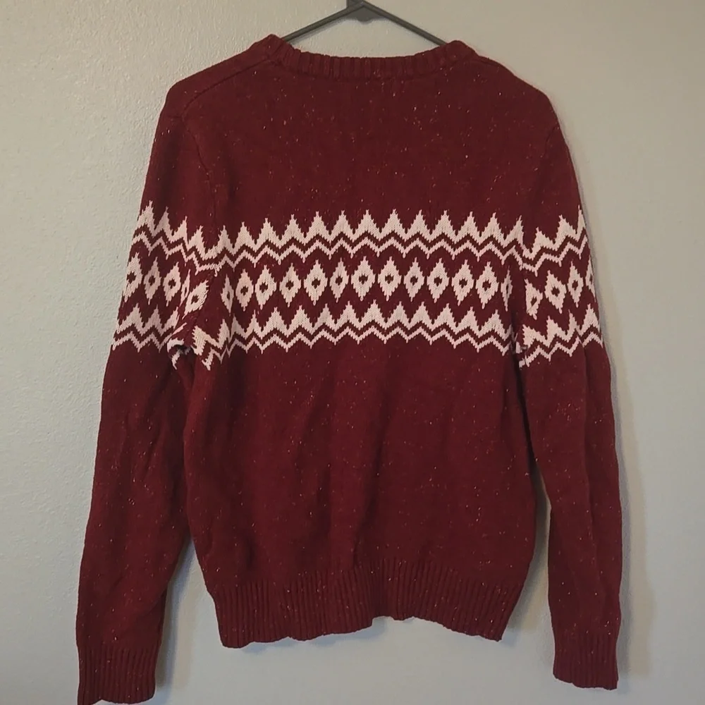 Goodfellow | Burgundy Fair Isle Crew Neck Sweater Size Large